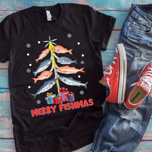 Weihnachts Angelhemd | Merry Fishmas | Lustiges Weihnachtsgeschenk