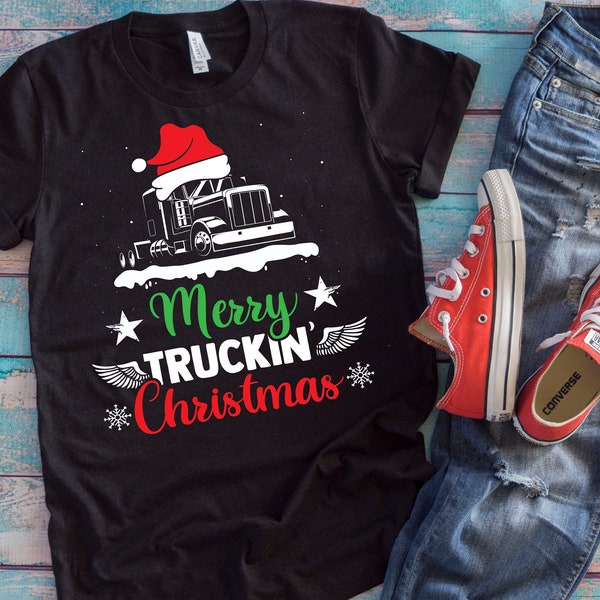 Weihnachtsmann Truck Driver Shirt | Merry Truckin' Weihnachten | Weihnachtszeit Urlaub Fanatiker Geschenk