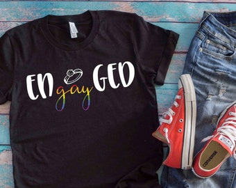 Camisa Gay engayged / Regalos de compromiso para parejas / Ropa del Mes del Orgullo LGBT