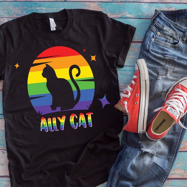 Cat Lover Shirt | Ally Cat | Funny Kitten LGBT Pride Month Gift