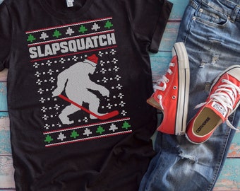 Christmas Hockey Shirt | Slapsquatch | Funny Ice Hockey Bigfoot Sasquatch Gift