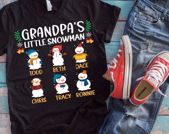 Grandpa Christmas Shirt | Grandpa's Little Snowman | Funny Christmas Grandkids Gift