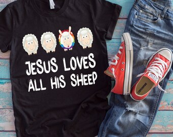 Jesus Loves All His Sheep LGBT Pride T-Shirt