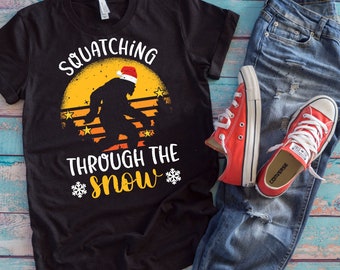 Christmas Sasquatch Shirt | Squatching Through The Snow | Funny Bigfoot Gift