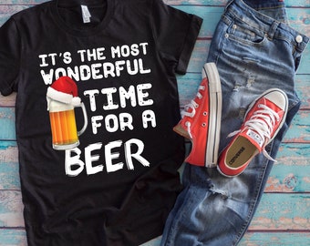 Christmas Beer Shirt | It’s The Most Wonderful Time For A Beer | Funny Xmas Drinking Party Gift