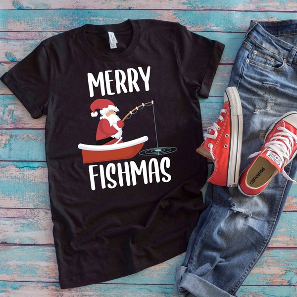 Christmas Fishing Shirt | Merry  Fishmas | Fisherman Santa Gift