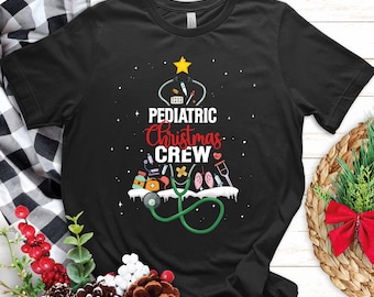 Christmas Nurse Tree Shirt | Pediatric Christmas Crew | Nursing Stethoscope Gift