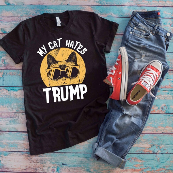 Funny Anti Trump Shirt | My Cat Hates Trump | President Elections 2020 Cats Against Trump Political Gift