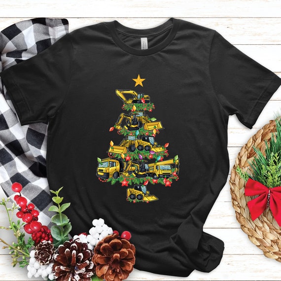 クリスマスショベルカーシャツ｜クリスマスツリー建設作業員へのギフト