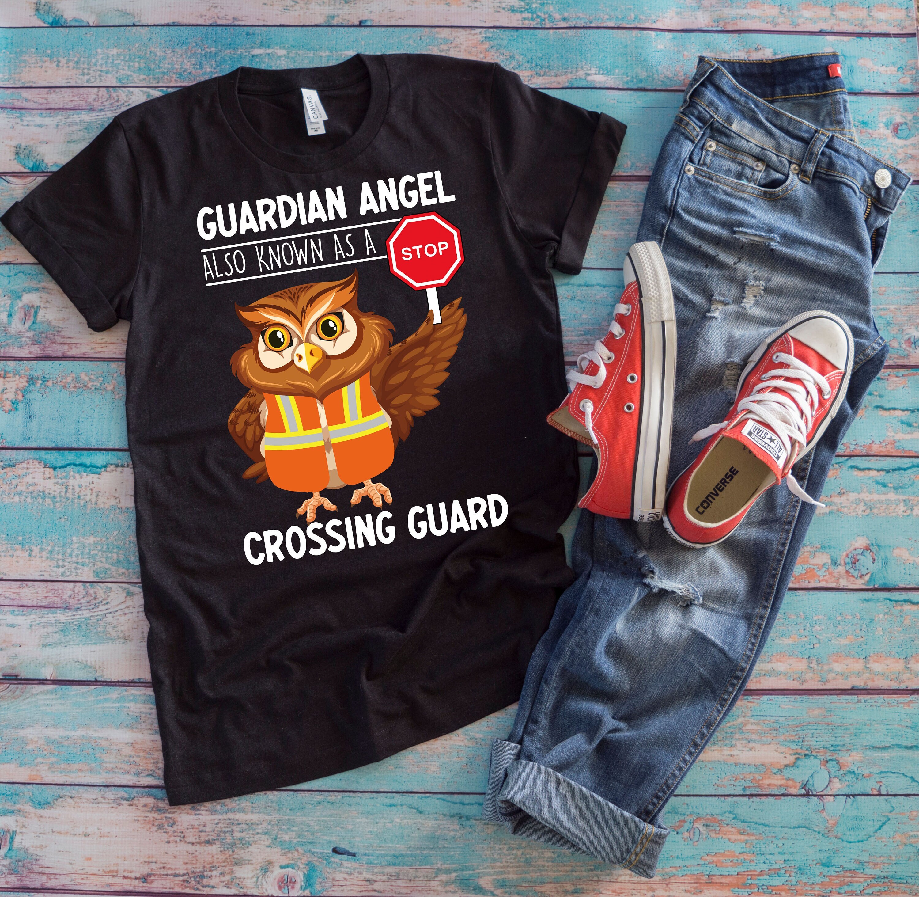 Owl Crossing Guard T-Shirt | Funny Guardian Angel Street Safety Tee