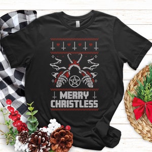 Anti-Christmas Shirt Merry Christless Funny Ugly Xmas Sweater Bah Humbug Gift image 1