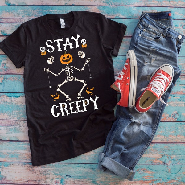 Halloween Skeleton Shirt | Stay Creepy | Scary Undead Carcass Halloween Creatures Costume