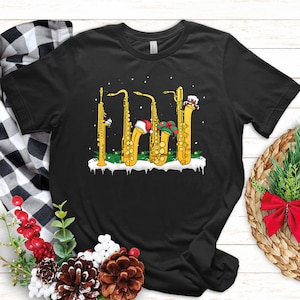 Christmas Saxophone T-Shirt | Funny Jazz Musician Gift