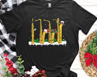 Christmas Saxophone T-Shirt | Funny Jazz Musician Gift