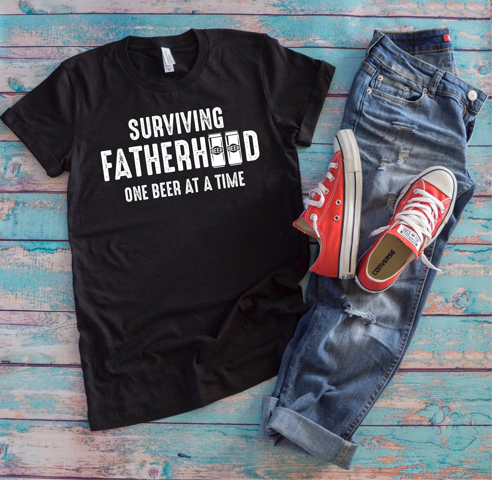 Dad Drink Shirt Surviving Fatherhood One Beer at A Time - Etsy