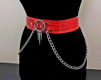 Waist belt PVC Waist Belt Harness: Spike Pendant Chain Belt