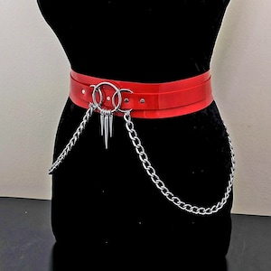 Arnés de cintura, cinturón de cintura con colgante de púas de PVC, cinturón de cintura de cadena con pieza decorativa de 3 anillos, regalo del día de San Valentín - Hecho a mano