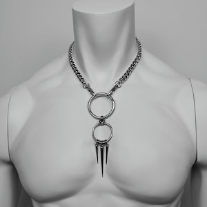 Chain necklace Stainless Steel Spike Pendant Necklace: Unisex O-Ring Chain