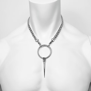 Collier chaîne en acier inoxydable avec pendentif pointe et joint torique