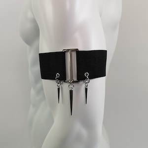 Black Elastic Arm Band: Spike & Metal Detail