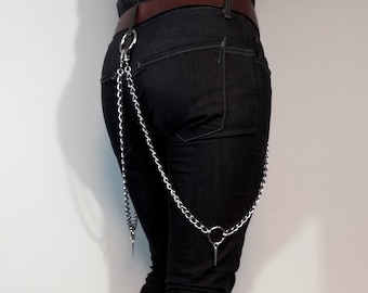 Stainless Steel Chain Leg Harness: Spike Pendant Hip Braces