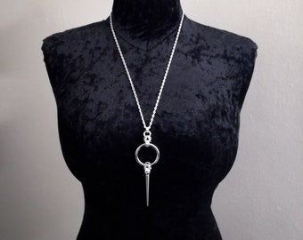 Chain necklace Silver Chain Necklace: O-Ring Spike Pendant, Unisex