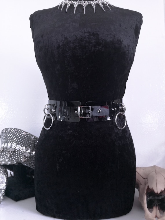 Waist Belt Harness PVC Vinyl Waist Belt Gloss Black Plastic Waist Belt Chains Not Included Etsy