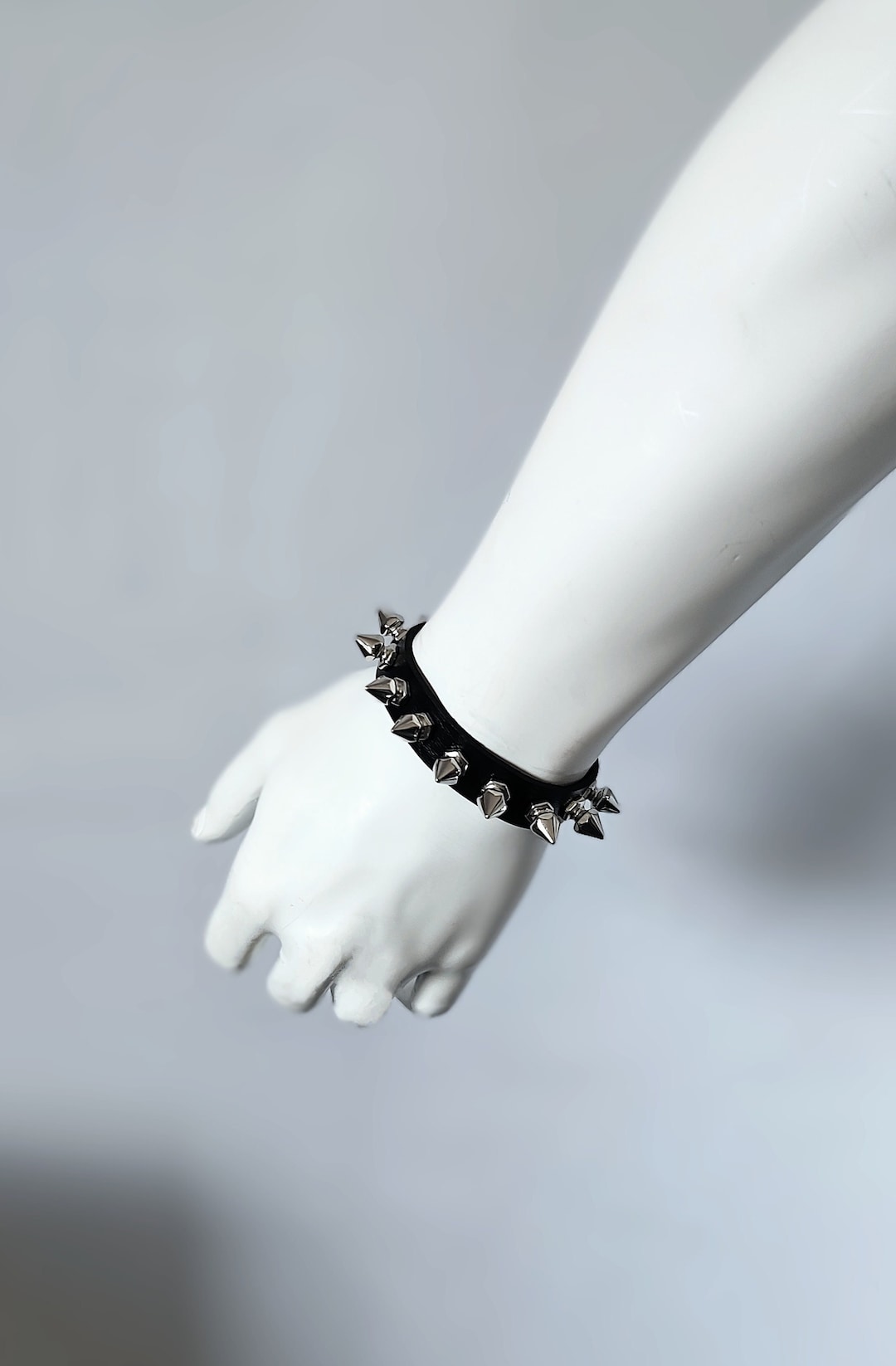 Faux Leather Spike Wrist Cuff: Punk Unisex Bracelet