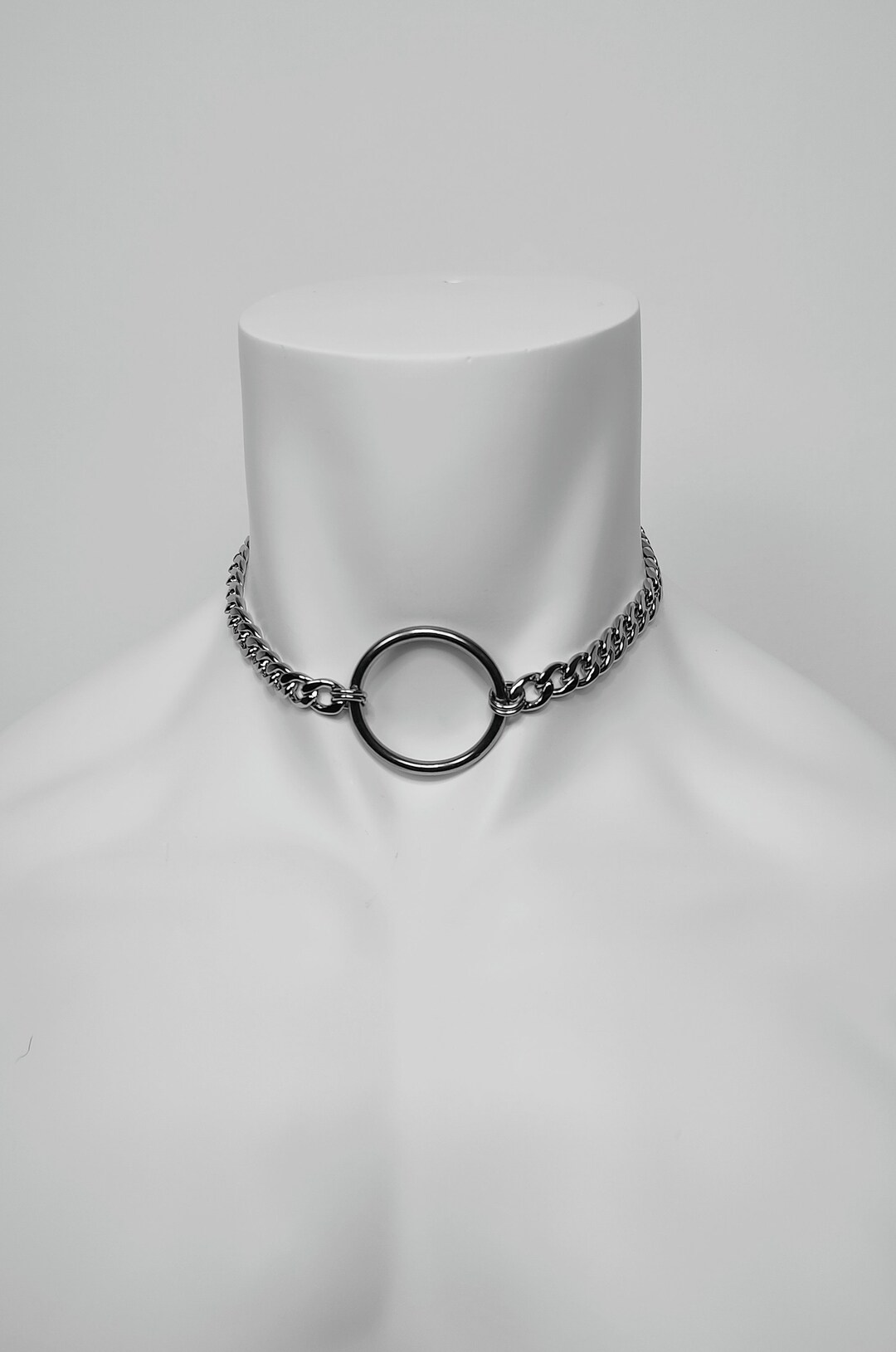 Chain Choker, Mens and Womens Silver Stainless Steel Metal Chain Oring