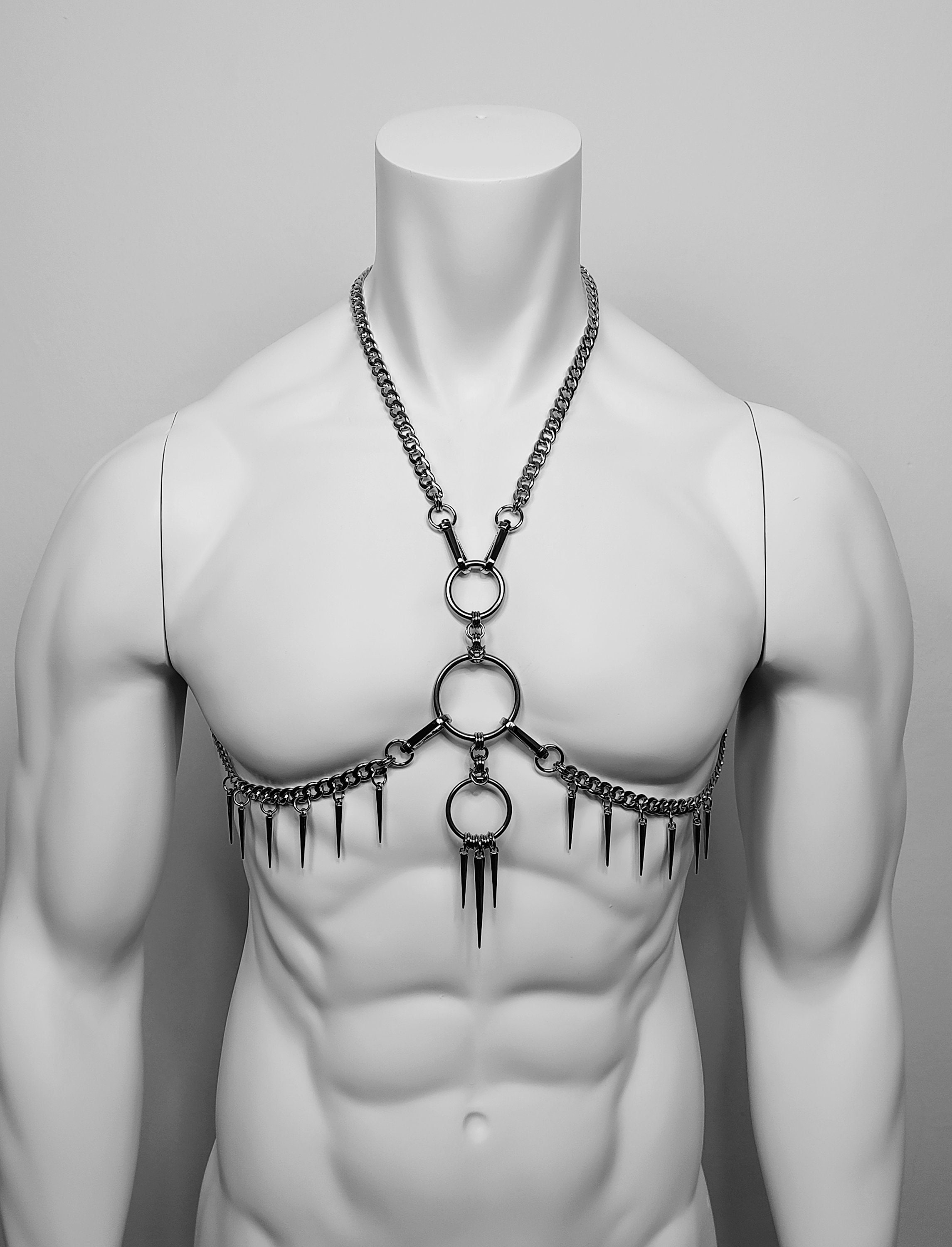 Chain Body Harness Stainless Steel Chest Harness , Metal Dream Catcher  Harness, Unisex Body Harness Handmade 
