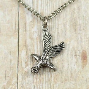 Bald Eagle Pendant Necklace, Flying Eagle Charm, Bird Lover Gifts