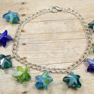 Starfish Charm Bracelet: Faceted Glass Sea Star Jewelry