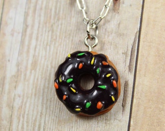 Donut Necklace, Doughnut Jewelry, Miniature Food Pendant, Donut Lover Gifts, Donut Charm