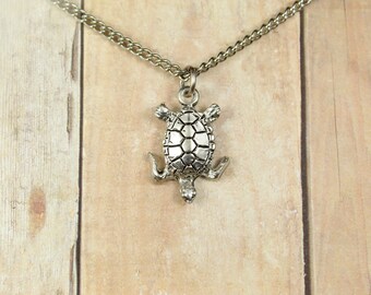 Sea Turtle Necklace: Pewter Ocean Pendant