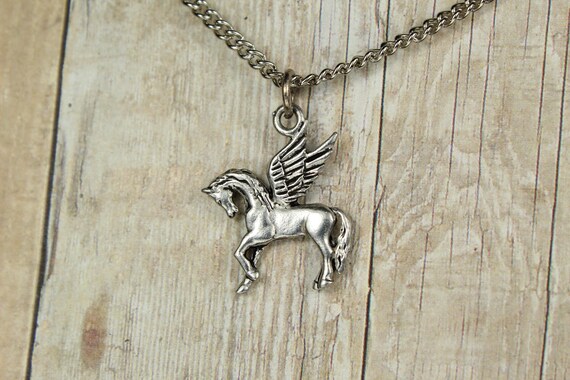 Sterling Silver Oxidized One Sided Greek Mythology Pegasus Charm
