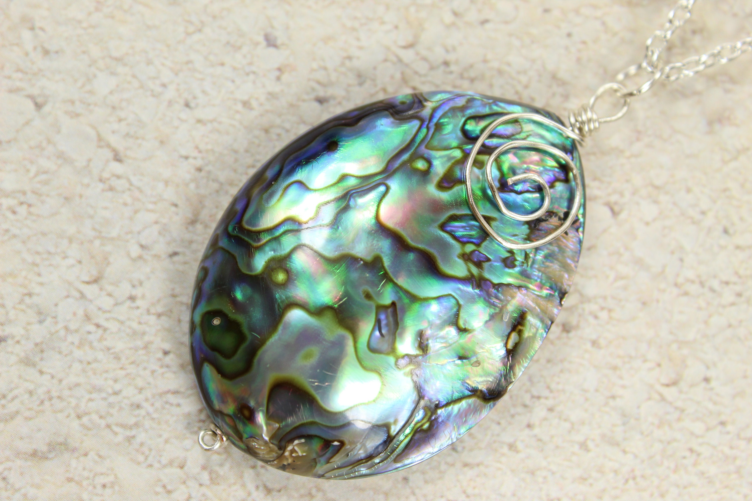 Abalone Shell Necklace Blue Green Seashell Jewelry Marine - Etsy