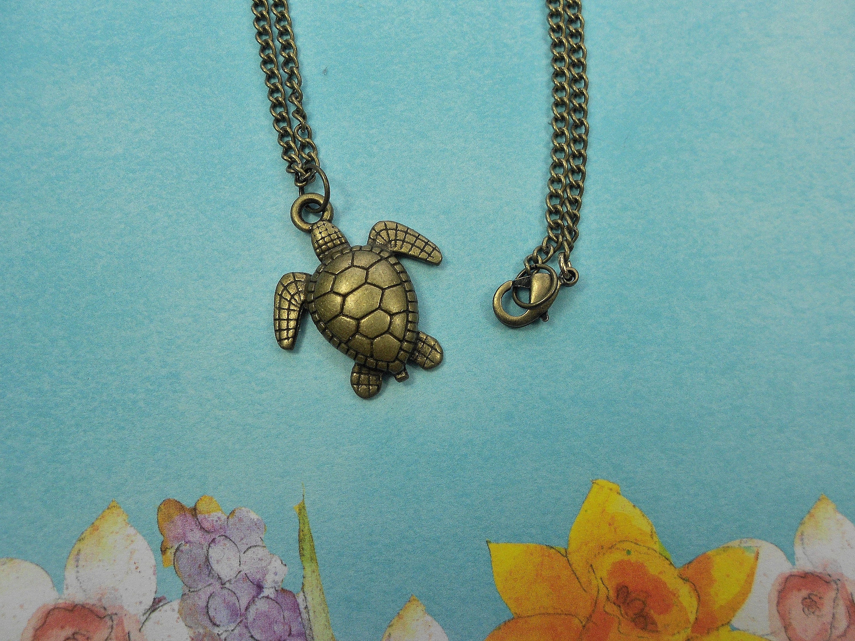 Bronze Sea Turtle Necklace, Sea Turtle Jewelry, Turtle Lover Gift, Sea