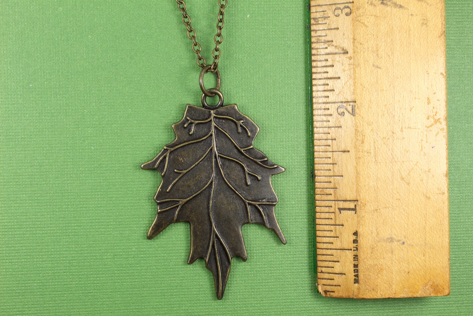 Bronze Leaf Necklace Large Leaf Pendant Fall Jewelry Oak Etsy
