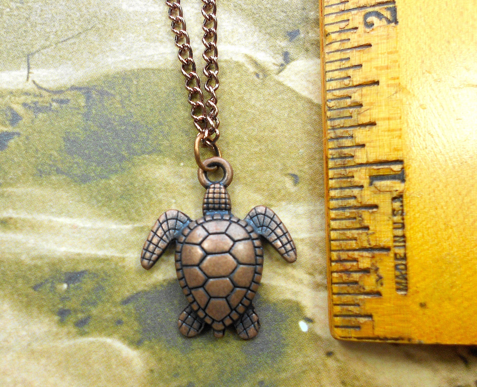 Copper Sea Turtle Necklace Sea Turtle Jewelry Turtle Lover Etsy