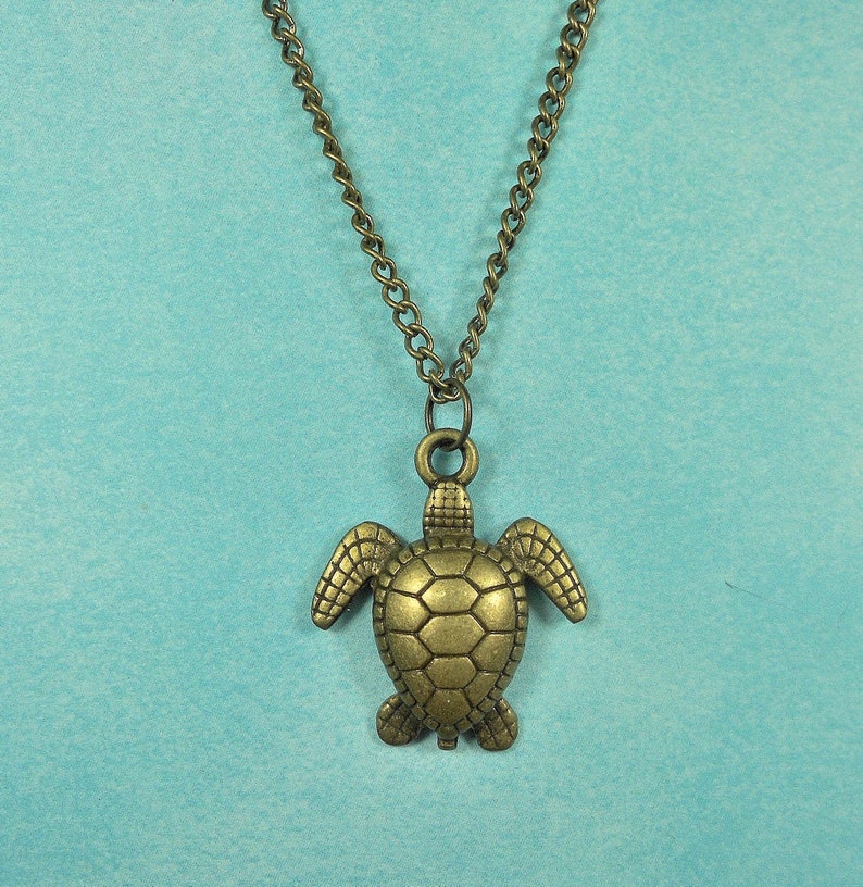 Bronze Sea Turtle Necklace, Sea Turtle Jewelry, Turtle Lover Gift, Sea