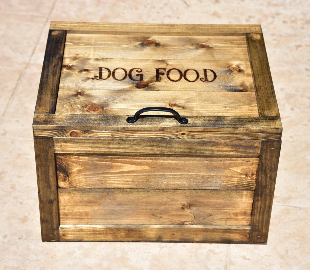 Wooden Dog Food Storage Bin Etsy