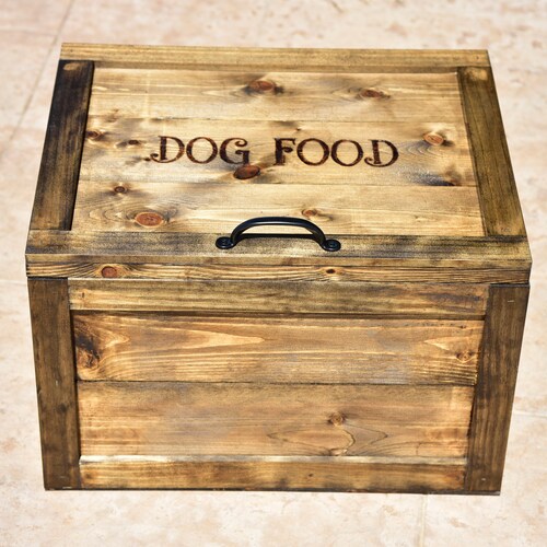 Wooden Dog Food Storage Bin Etsy