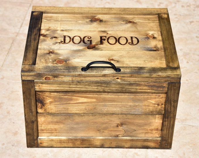 Wooden Dog Food Storage Bin Etsy