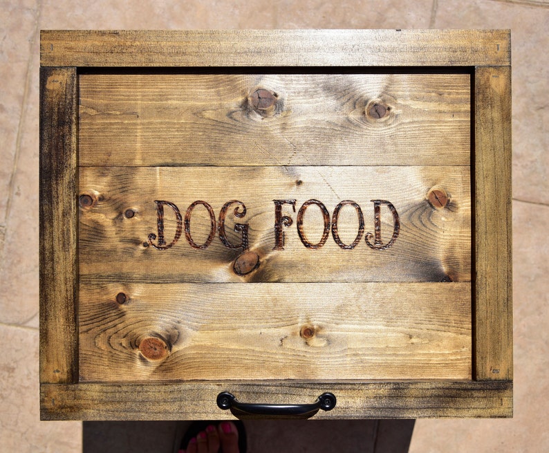 Wooden Dog Food Storage Bin Etsy