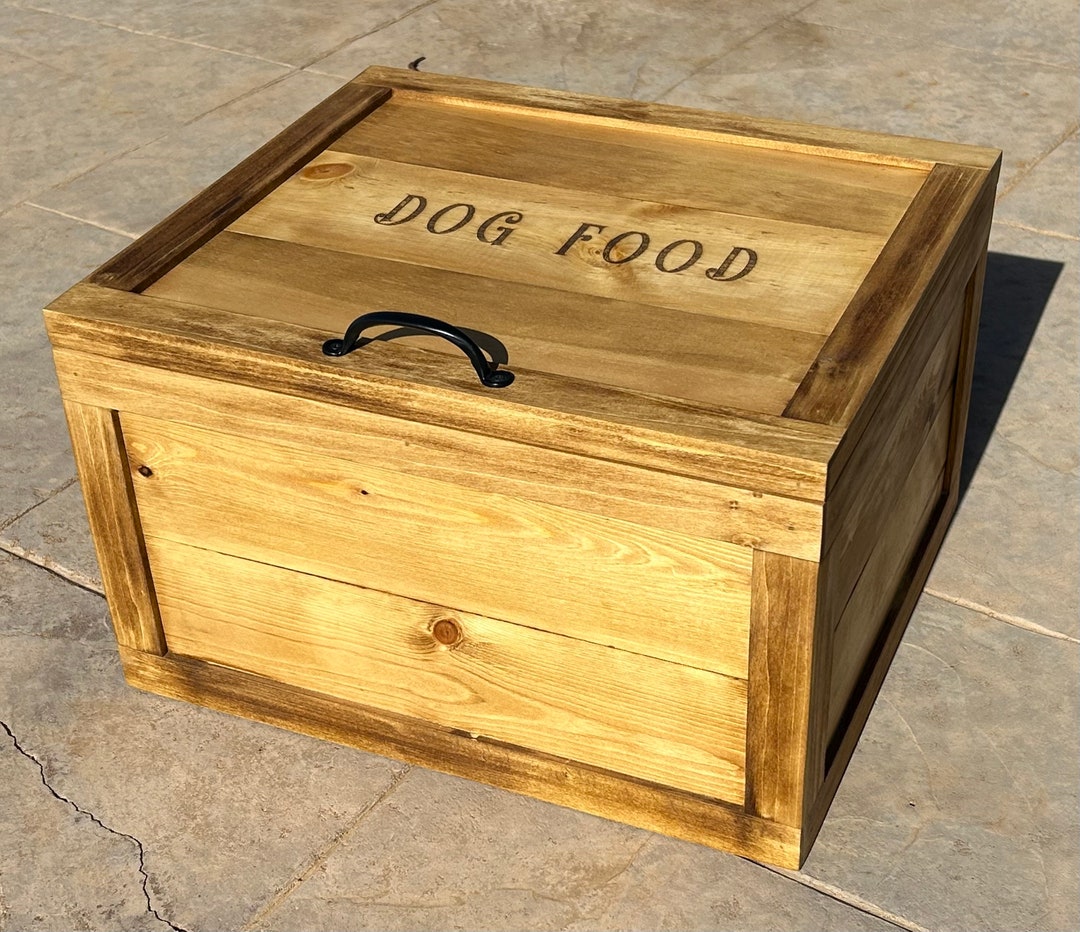 Wooden Dog Food Storage Bin Etsy