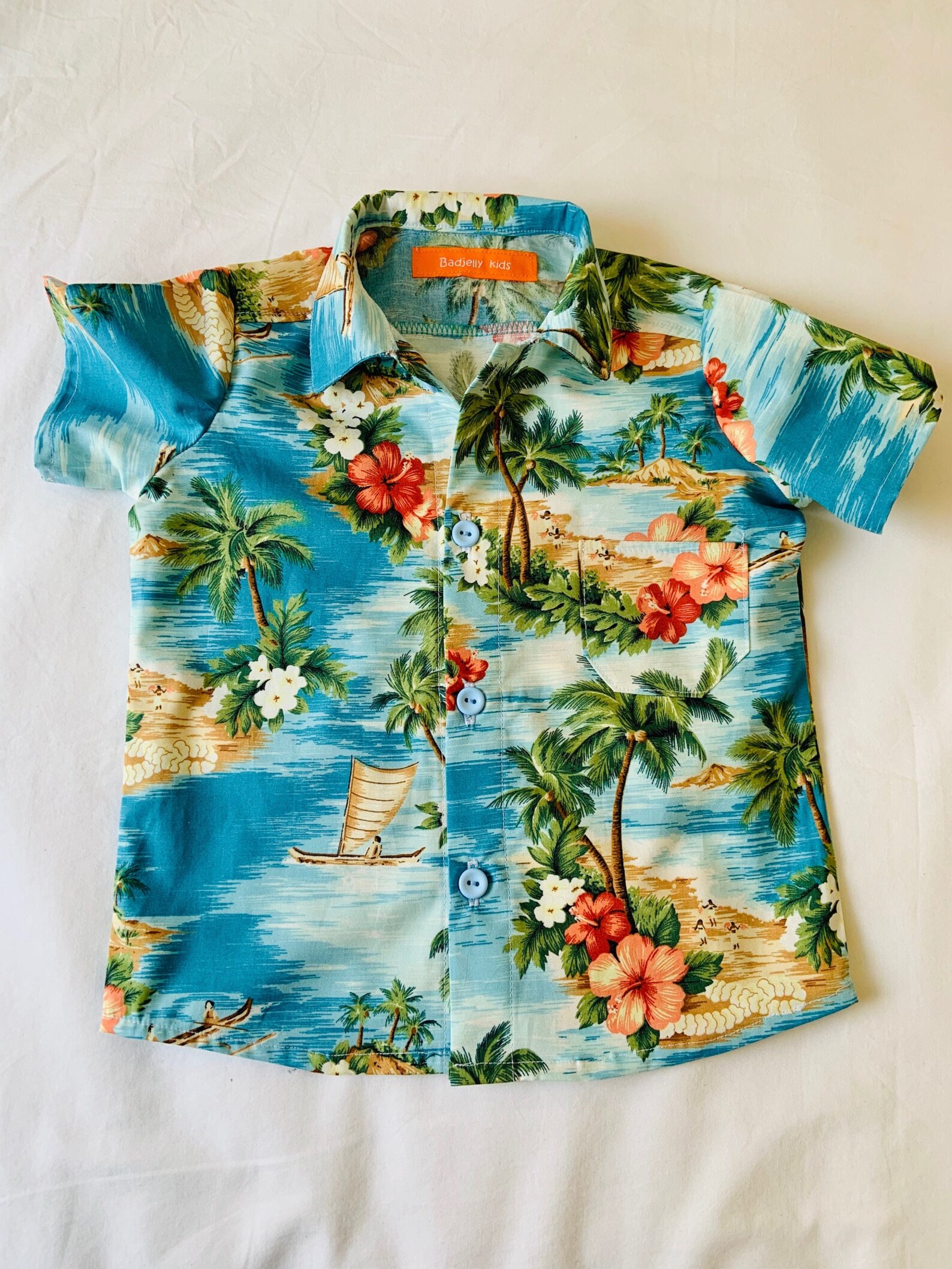 Short Sleeved Cotton Shirt Hawaiian Shirt Kids Hawaiian Etsy UK