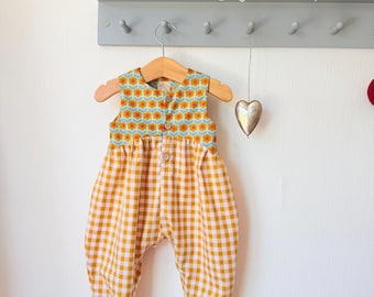 Gingham Romper, cotton overalls, Gingham Dungarees