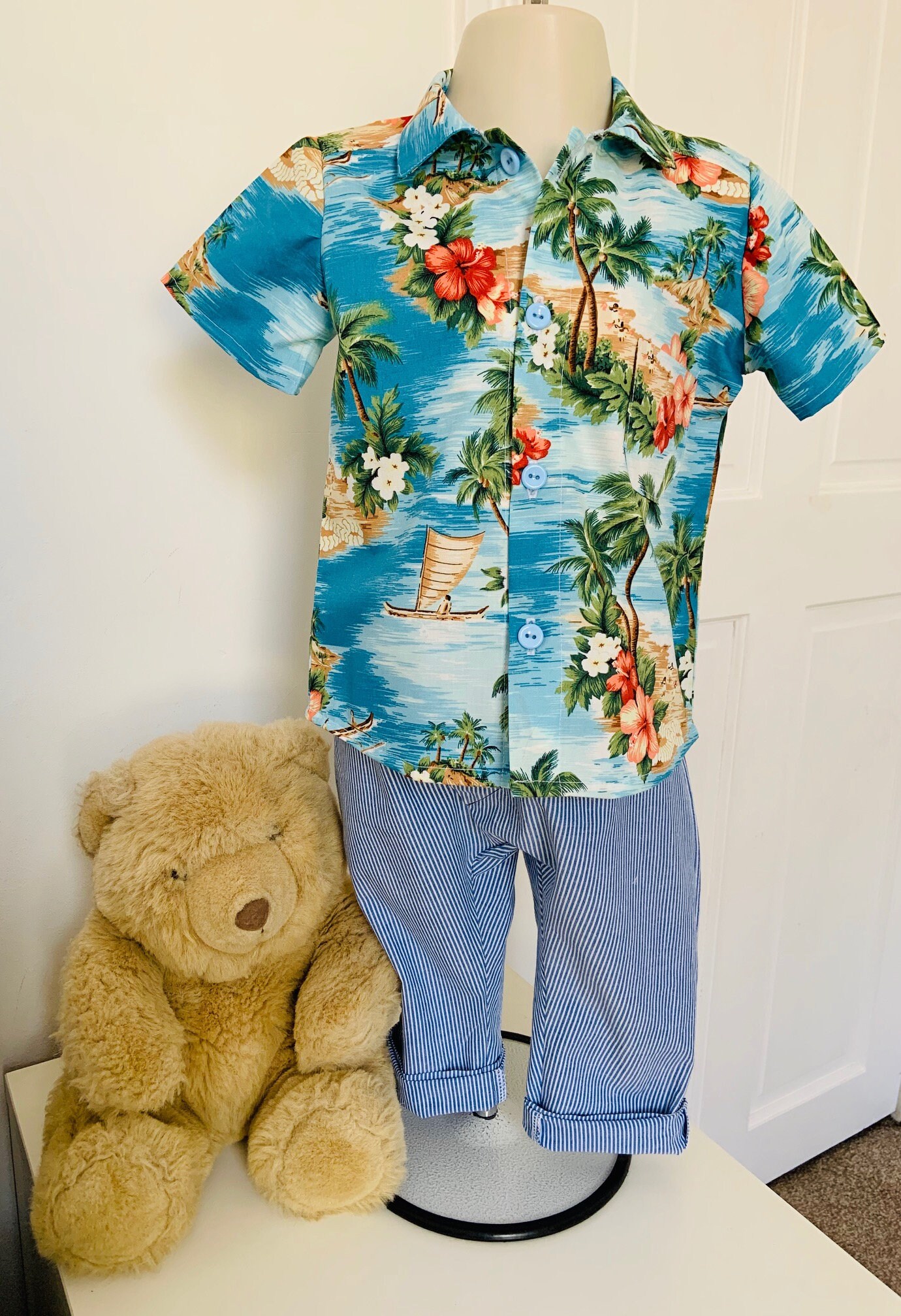Short Sleeved Cotton Shirt Hawaiian Shirt Kids Hawaiian Etsy UK