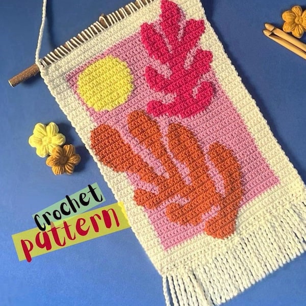 Motif de suspension murale au crochet : tapisserie de feuilles botaniques (PDF)