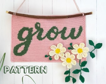 Crochet Wall Hanging Pattern: 3D Flower Tapestry, Boho Decor (PDF Download)